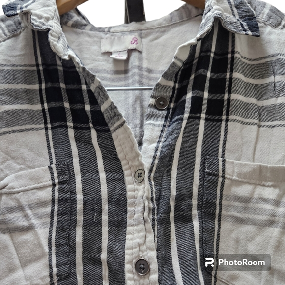 So Sleeveless Plaid Flannel Button Down Fall Country Front Pockets Women Large - Picture 3 of 5